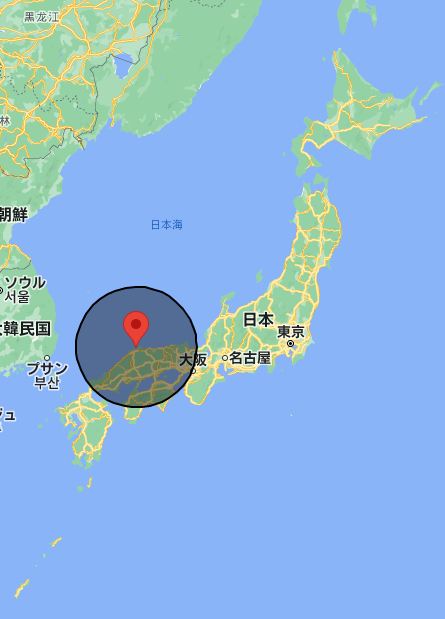 島根原子力発電所から240km